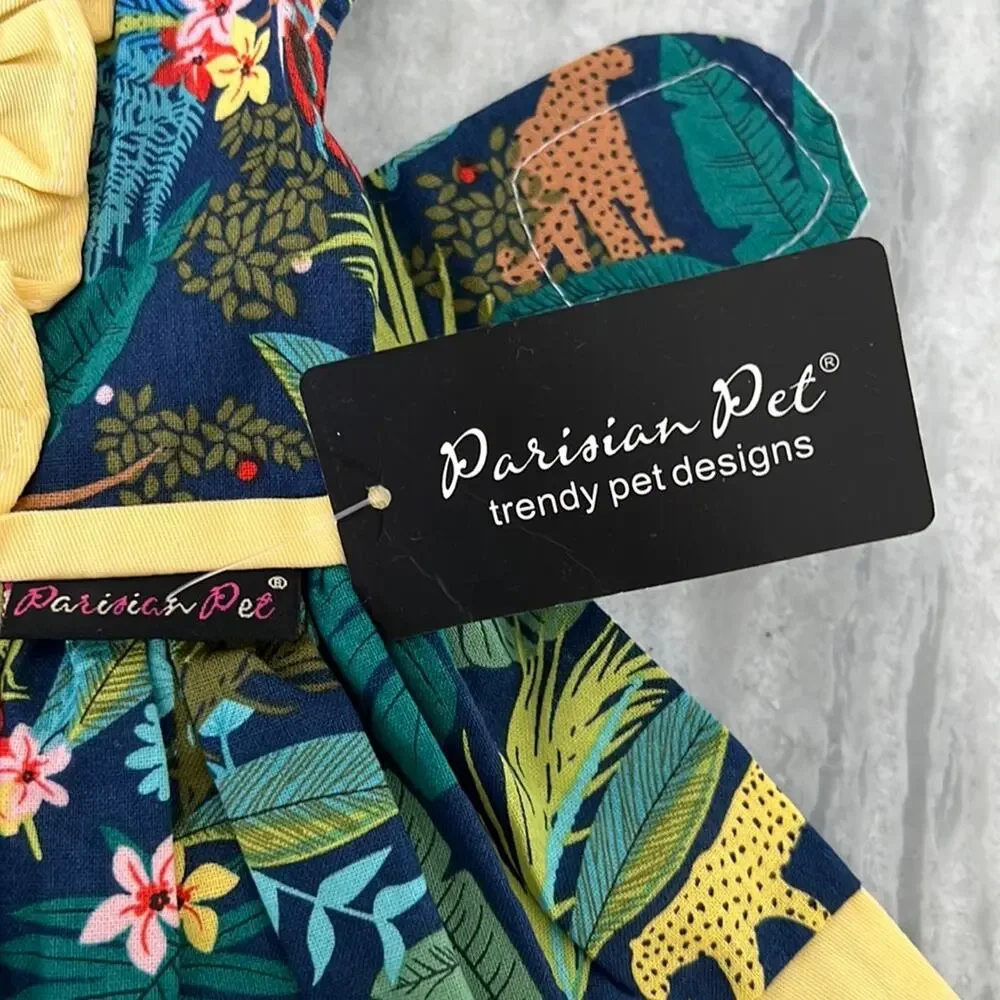 Parisian Pet XS Amazon Rain Forest Print Dog Dress NWT Sundress Ruffle